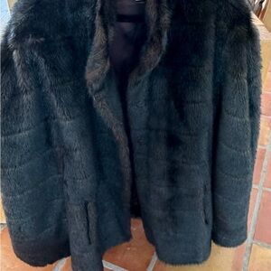 Dennis Basso Dark Brown Teddy Cape with slit opening